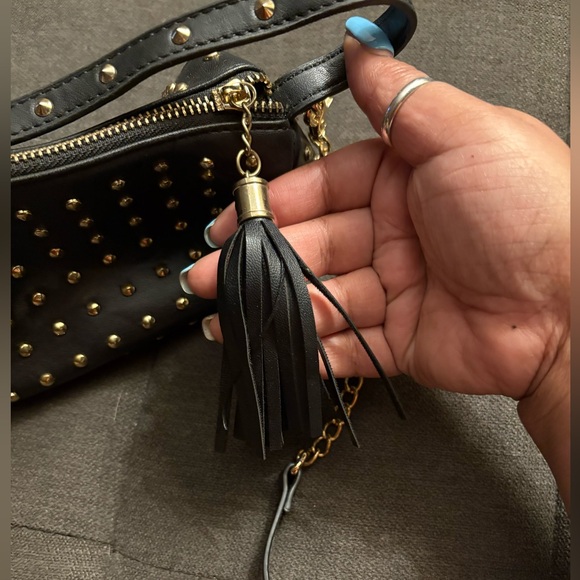 Studded Black Leather Crossbody Bag - Picture 4 of 10